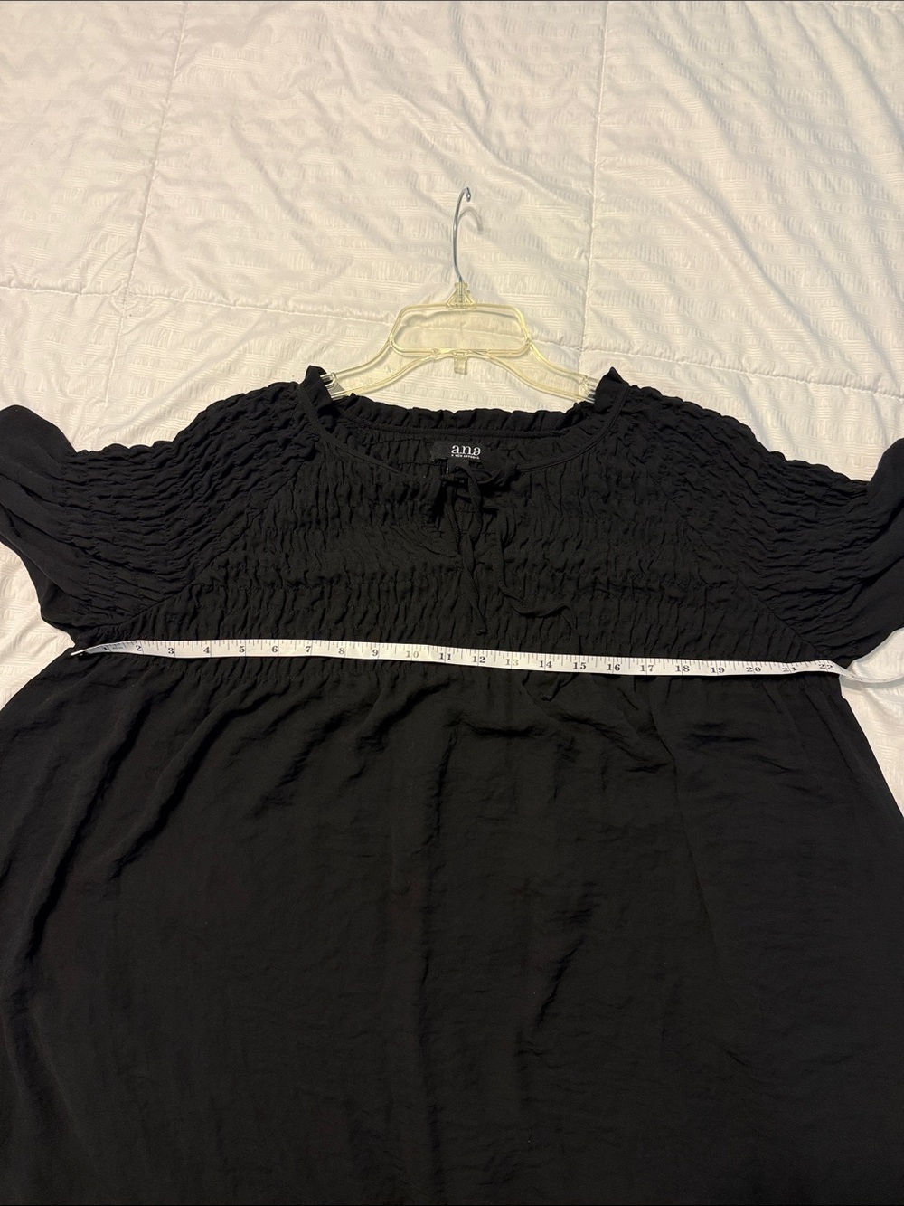 a.n.a XL Black Smocked Peasant Top - Picture 5 of 6